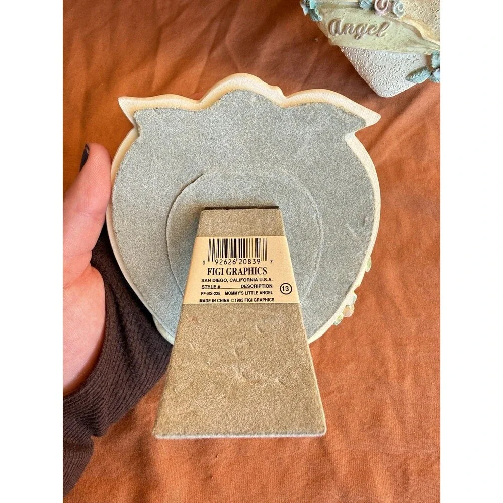 set of two little celestial angel ceramic picture frames 5 inches and 8 inches
